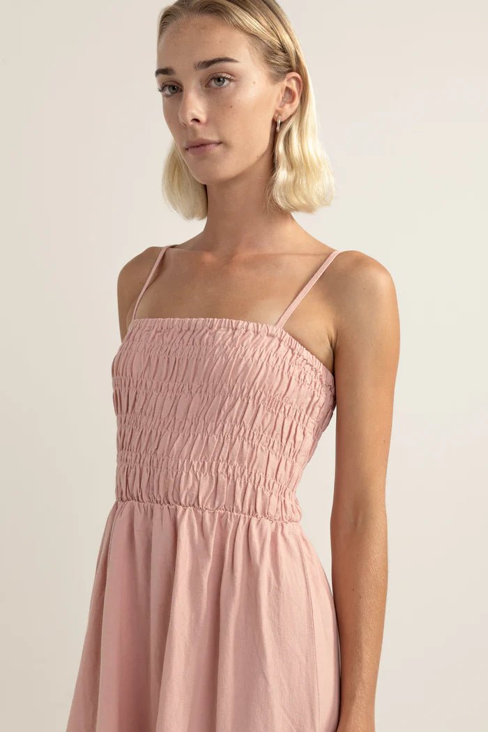 RHTYHM Classic Shirred Midi Dress - Rose - The Salty BabeDresses