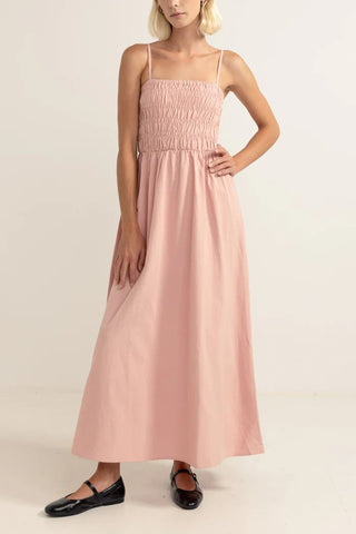 RHTYHM Classic Shirred Midi Dress - Rose - The Salty BabeDresses
