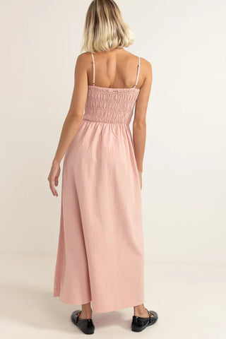 RHTYHM Classic Shirred Midi Dress - Rose - The Salty BabeDresses