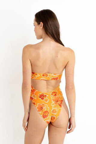 RHYTHM Ayla Floral Strapless One - Piece Swimsuit - Orange - The Salty BabeOne Piece Swimsuits