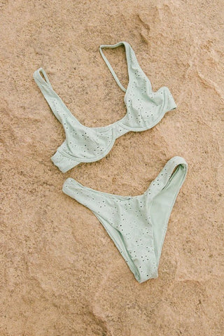 RHYTHM Brighton Eyelet Underwire Bikini Top - Mint - The Salty BabeSwim Tops