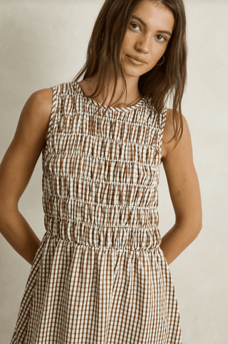 RHYTHM Capri Check Mini Dress in Brown