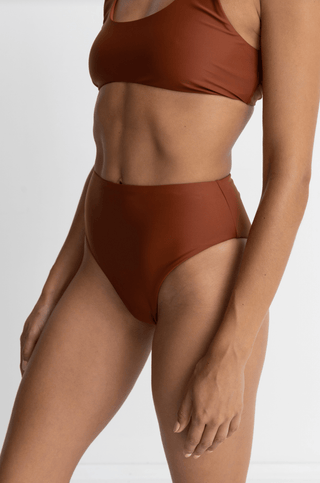 RHYTHM Classic Hi Waist Bikini Bottom - Rust - The Salty BabeSwim Bottoms