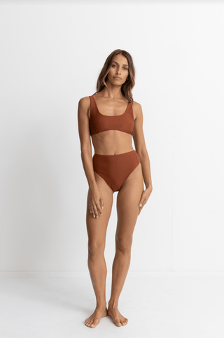 RHYTHM Classic Hi Waist Bikini Bottom - Rust - The Salty BabeSwim Bottoms