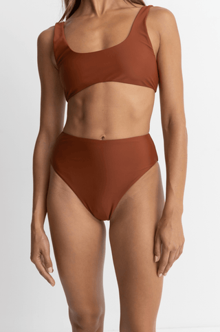 RHYTHM Classic Hi Waist Bikini Bottom - Rust - The Salty BabeSwim Bottoms