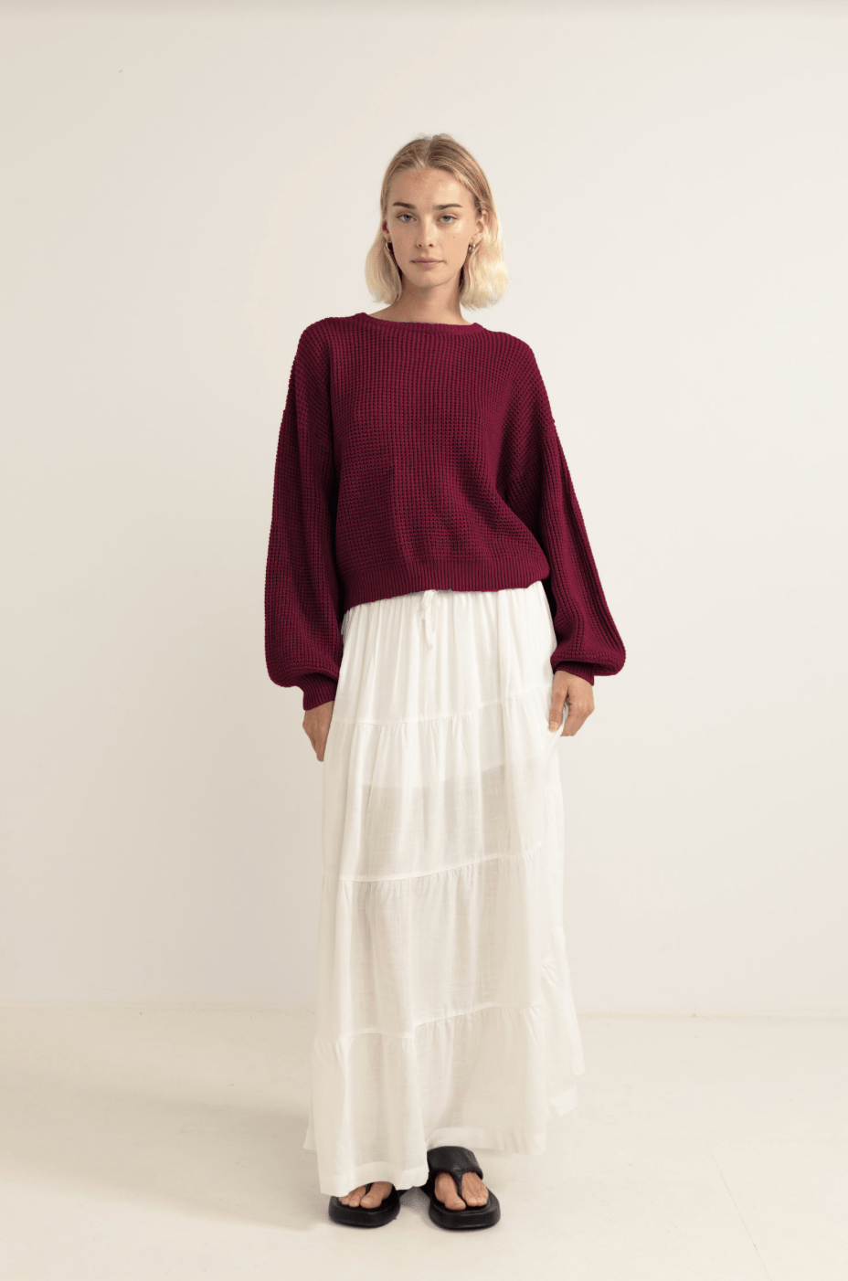 RHYTHM Classic Knit Jumper - Sangria - The Salty BabeLong Sleeve Tops