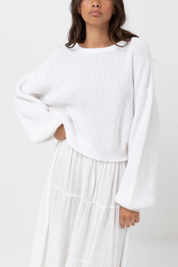 RHYTHM Classic Knit Sweater - White - The Salty BabeSweaters