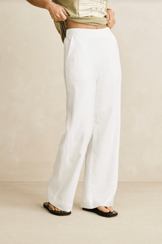RHYTHM Essential Wide Leg Pant - White - The Salty BabePants