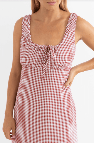 RHYTHM Lola Check Maxi Dress - Fire - The Salty BabeDresses
