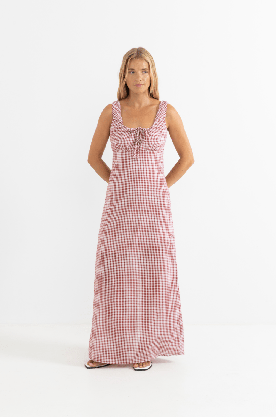 RHYTHM Lola Check Maxi Dress - Fire - The Salty BabeDresses