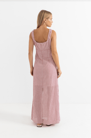 RHYTHM Lola Check Maxi Dress - Fire - The Salty BabeDresses