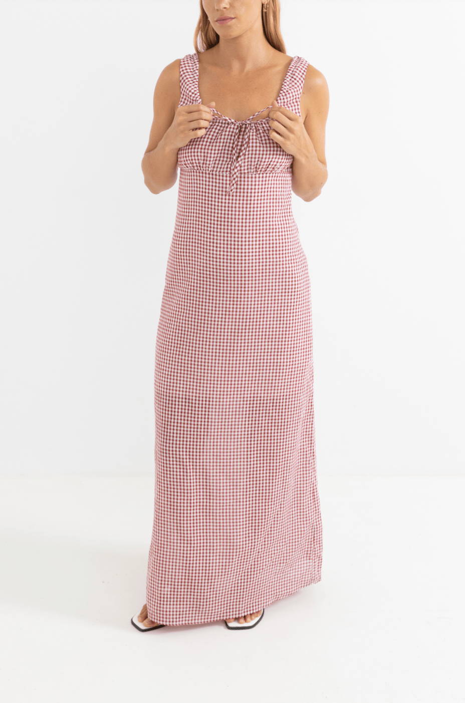 RHYTHM Lola Check Maxi Dress - Fire - The Salty BabeDresses