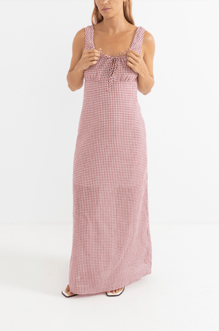 RHYTHM Lola Check Maxi Dress - Fire - The Salty BabeDresses