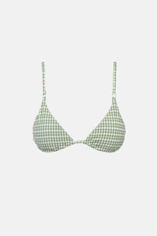 RHYTHM Lola Check Slide Tri Bikini Top - Green - The Salty BabeSwim Tops