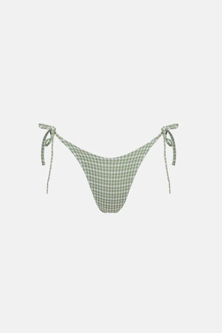 RHYTHM Lola Check Tie Side Hi Cut Bikini Bottom - Green - The Salty BabeSwim Bottoms