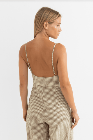 RHYTHM Luca Check Jumpsuit - Natural - The Salty BabeJumpsuits