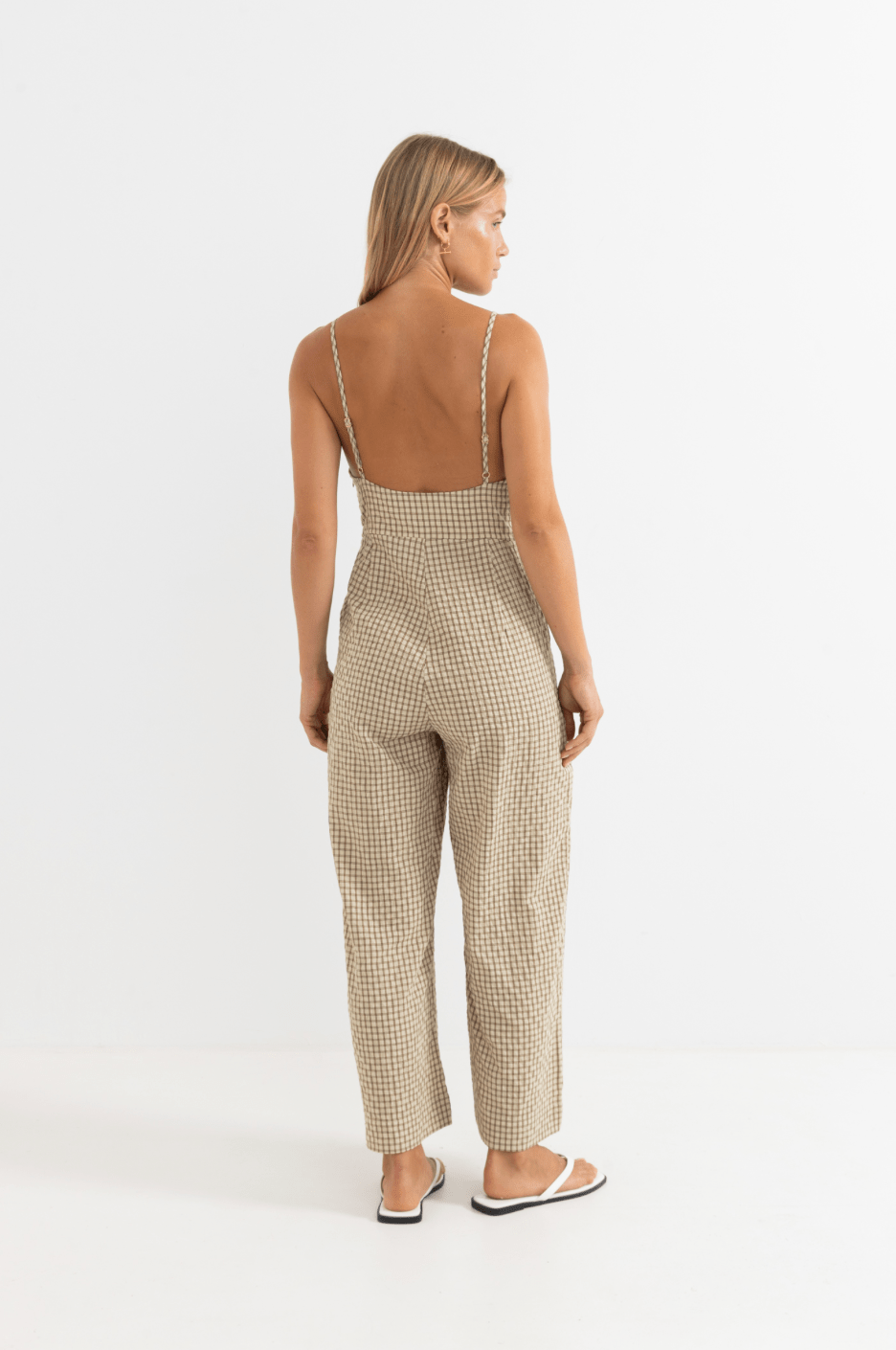RHYTHM Luca Check Jumpsuit - Natural - The Salty BabeJumpsuits