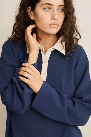 RHYTHM Rugby Polo Knit Sweater - Navy - The Salty BabeSweaters