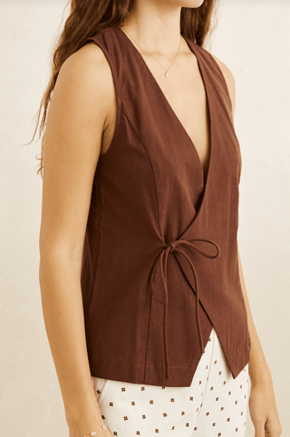 RHYTHM Venice Wrap Vest - Chocolate - The Salty BabeTop