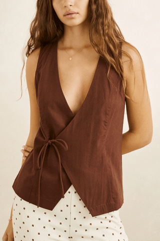 RHYTHM Venice Wrap Vest - Chocolate - The Salty BabeTop