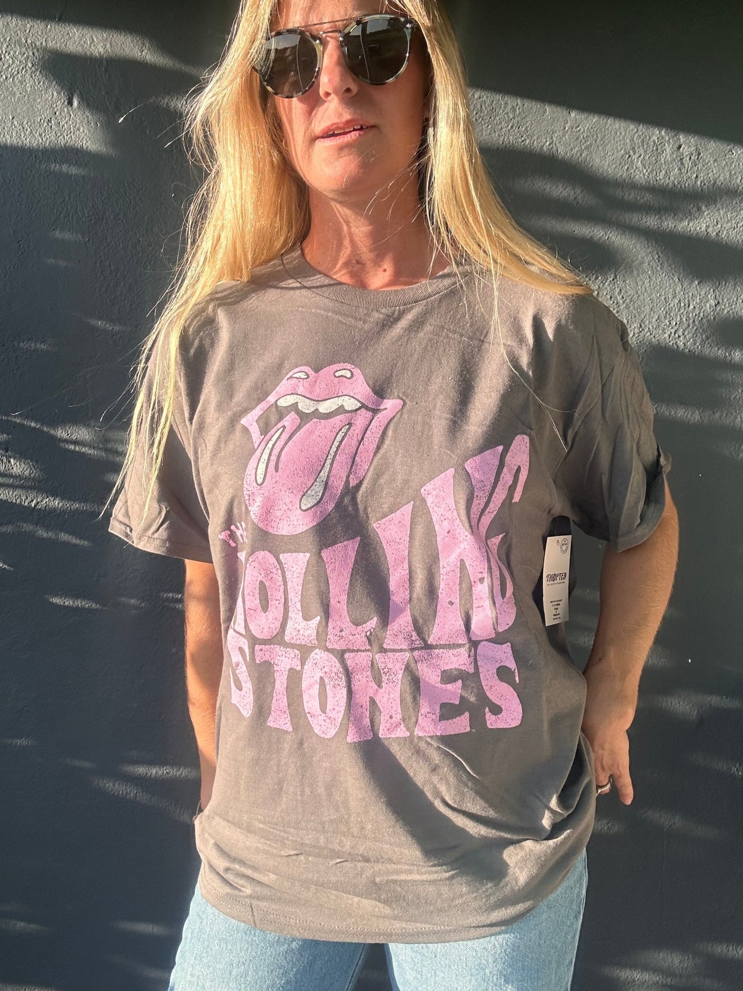 Rolling Stones Dazed Charcoal thrifted tee - The Salty BabeGraphic Tee Shirts