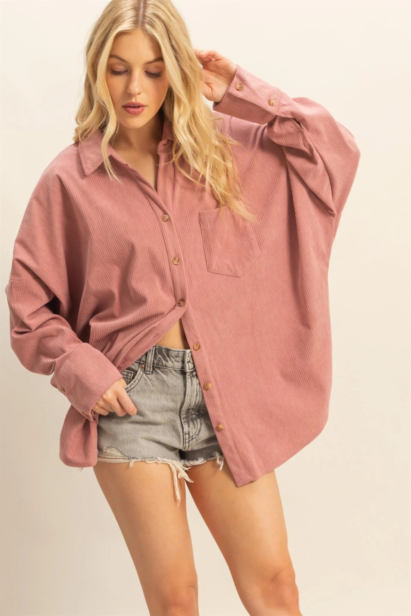 Rosaline Corduroy Oversized Shirt - The Salty BabeLong Sleeve Shirt