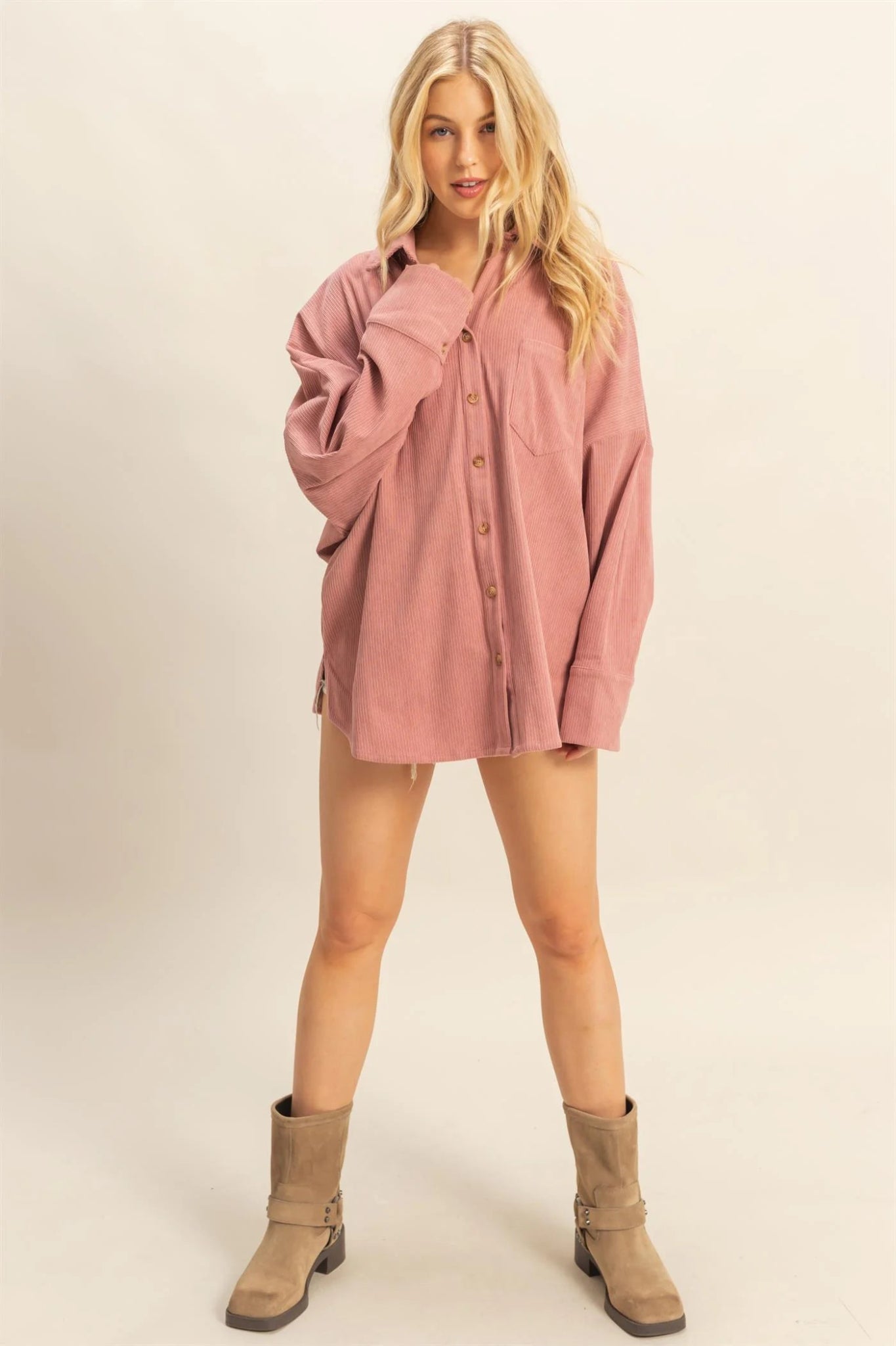 Rosaline Corduroy Oversized Shirt - The Salty BabeLong Sleeve Shirt