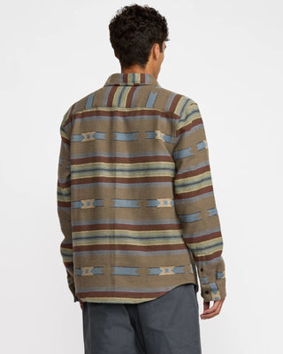RVCA Dayshift Blanket Flannel Long Sleeve Shirt - Mushroom - The Salty Babemens