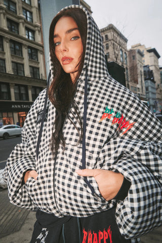 SABBI Be Happy Padded Bomber Jacket - Gingham - The Salty BabeJackets