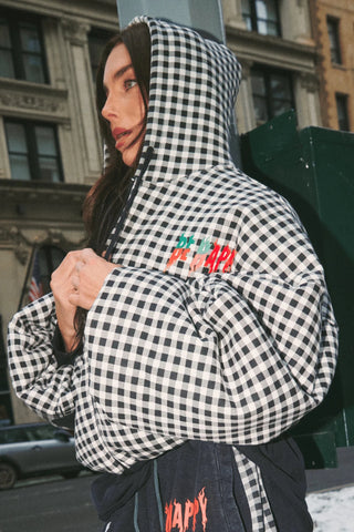 SABBI Be Happy Padded Bomber Jacket - Gingham - The Salty BabeJackets