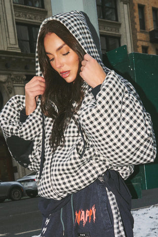 SABBI Be Happy Padded Bomber Jacket - Gingham - The Salty BabeJackets