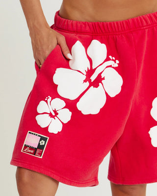 SABBI Happy Hibiscus Shorts - Red - The Salty BabeShorts
