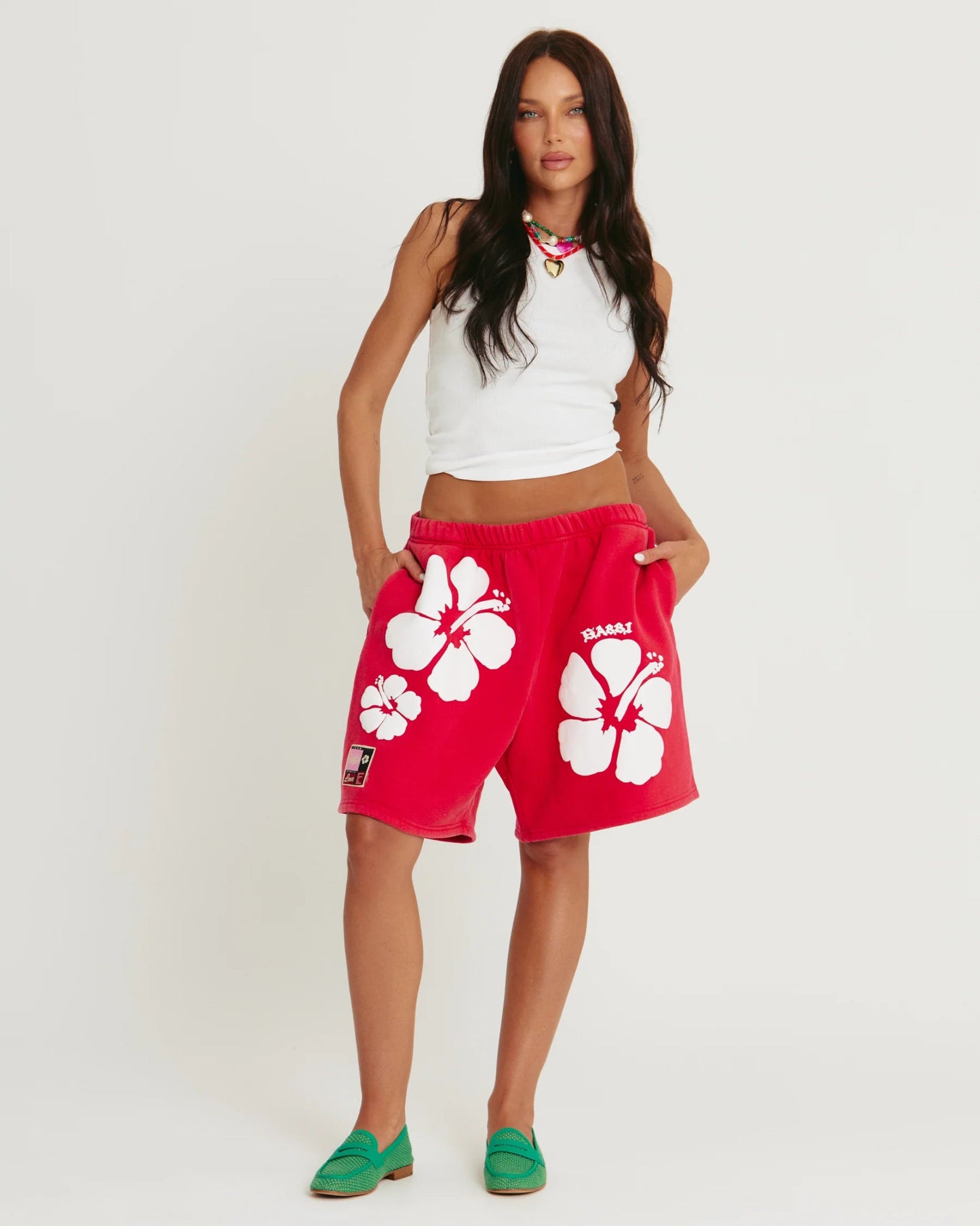 SABBI Happy Hibiscus Shorts - Red - The Salty BabeShorts