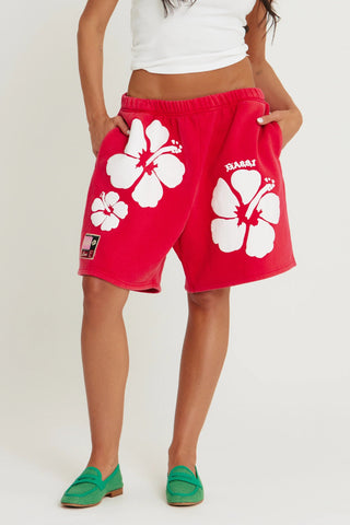 SABBI Happy Hibiscus Shorts - Red - The Salty BabeShorts