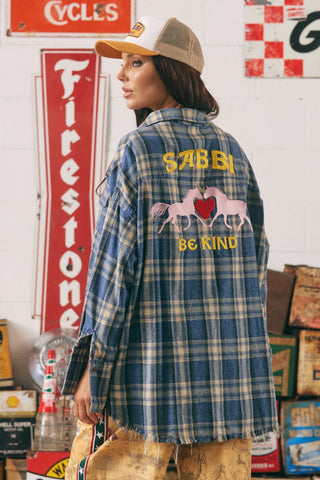 SABBI Horse Power Flannel Shirt - Blue - The Salty BabeLong Sleeve Shirt