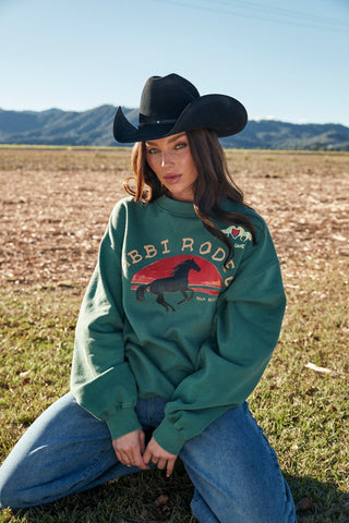 SABBI I Love Country Music Crewneck - Green - The Salty BabeLong Sleeve Shirt