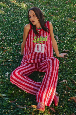 SABBI Knit Stripe Beach Pants - Pink & Red - The Salty BabePants