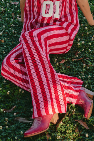 SABBI Knit Stripe Beach Pants - Pink & Red - The Salty BabePants