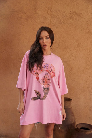 SABBI Lucky Mermaid Tee - Bright Pink - The Salty BabeTee Shirts