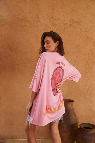 SABBI Lucky Mermaid Tee - Bright Pink - The Salty BabeTee Shirts