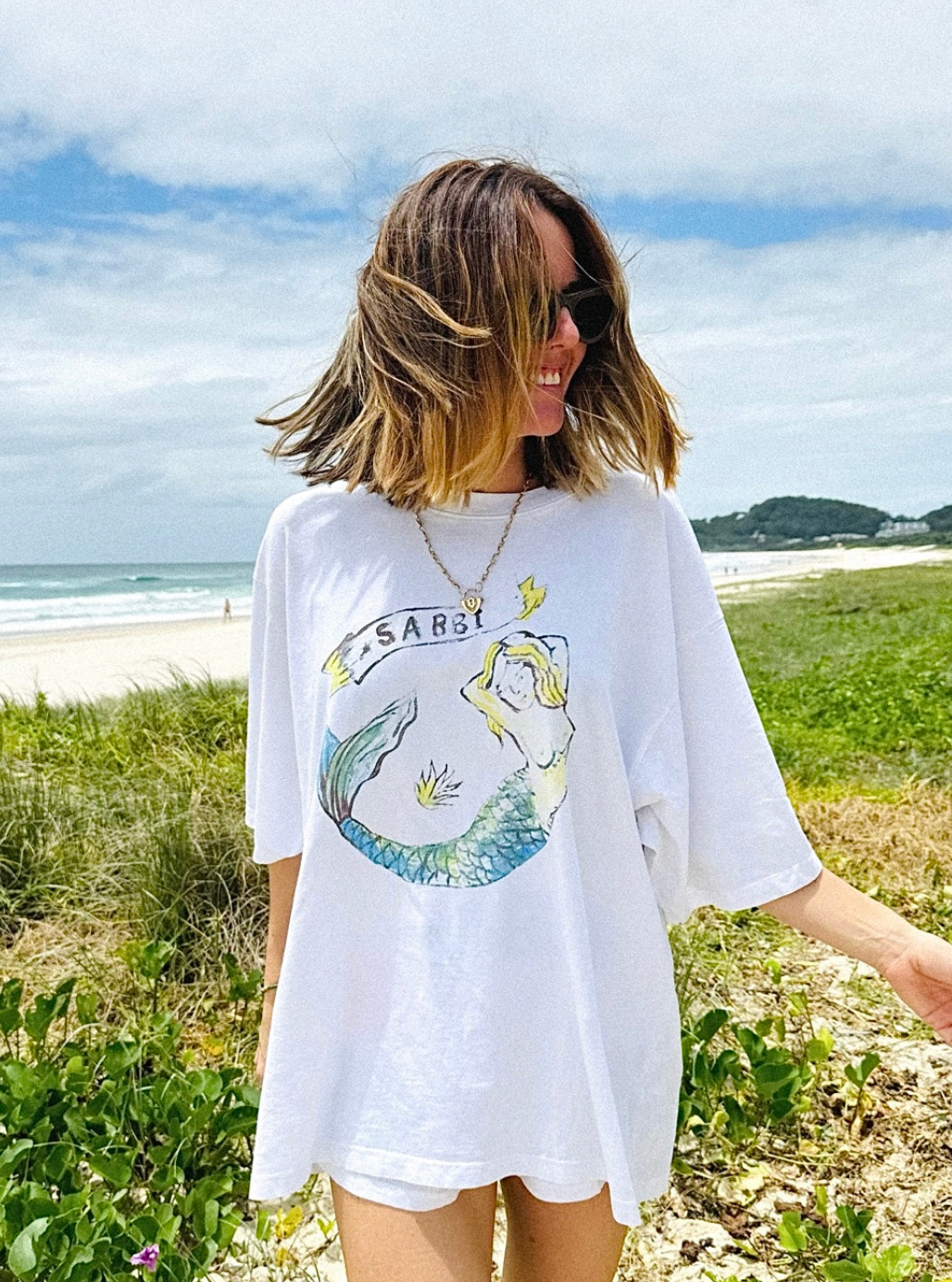 SABBI Mermaid Tee - White - The Salty BabeTee Shirts