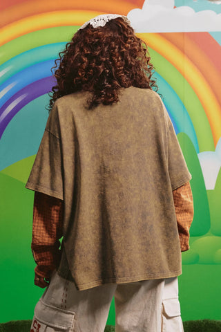 SABBI Outlaw Shirt Tee - Green/Orange - The Salty BabeLong Sleeve Shirt