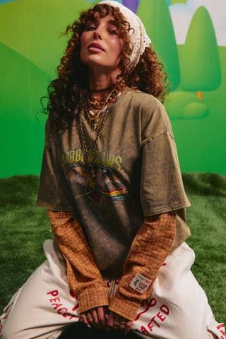 SABBI Outlaw Shirt Tee - Green/Orange - The Salty BabeLong Sleeve Shirt