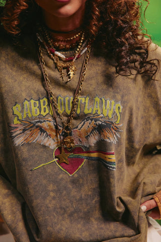 SABBI Outlaw Shirt Tee - Green/Orange - The Salty BabeLong Sleeve Shirt