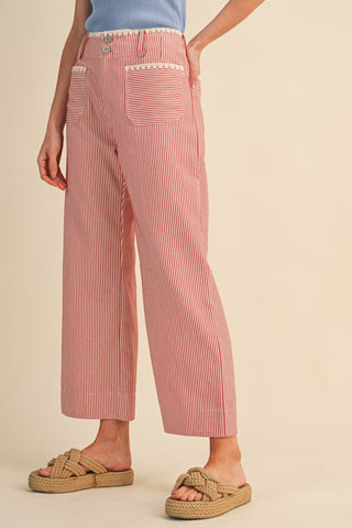 Sail Stripe Wide Leg Pants - The Salty BabePants