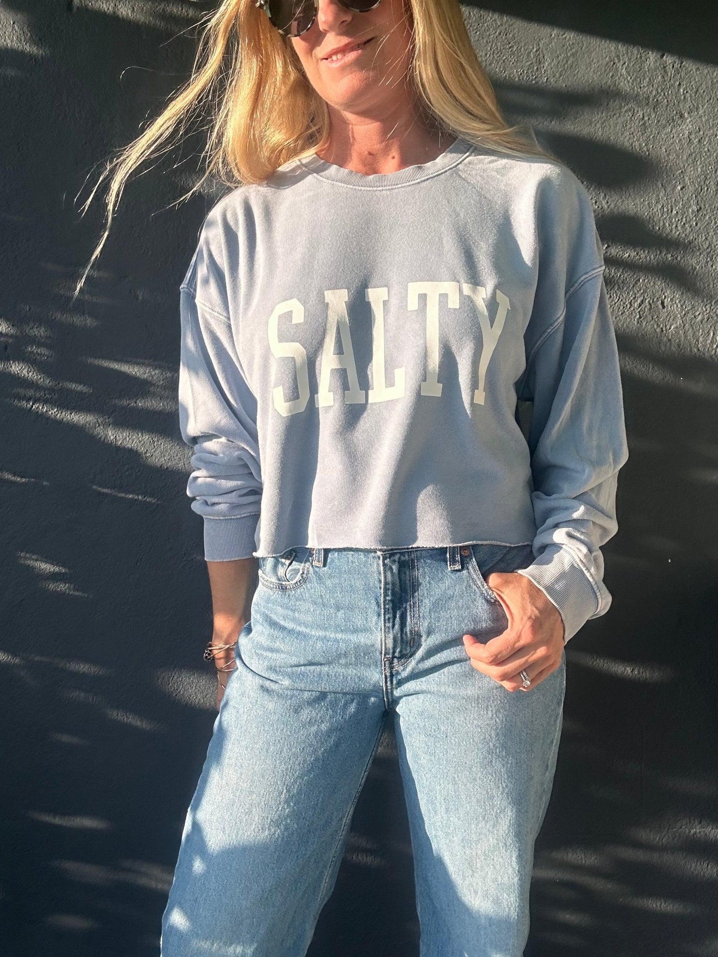 Salty graphic cropped sweatshirt - The Salty BabeFleece Tops
