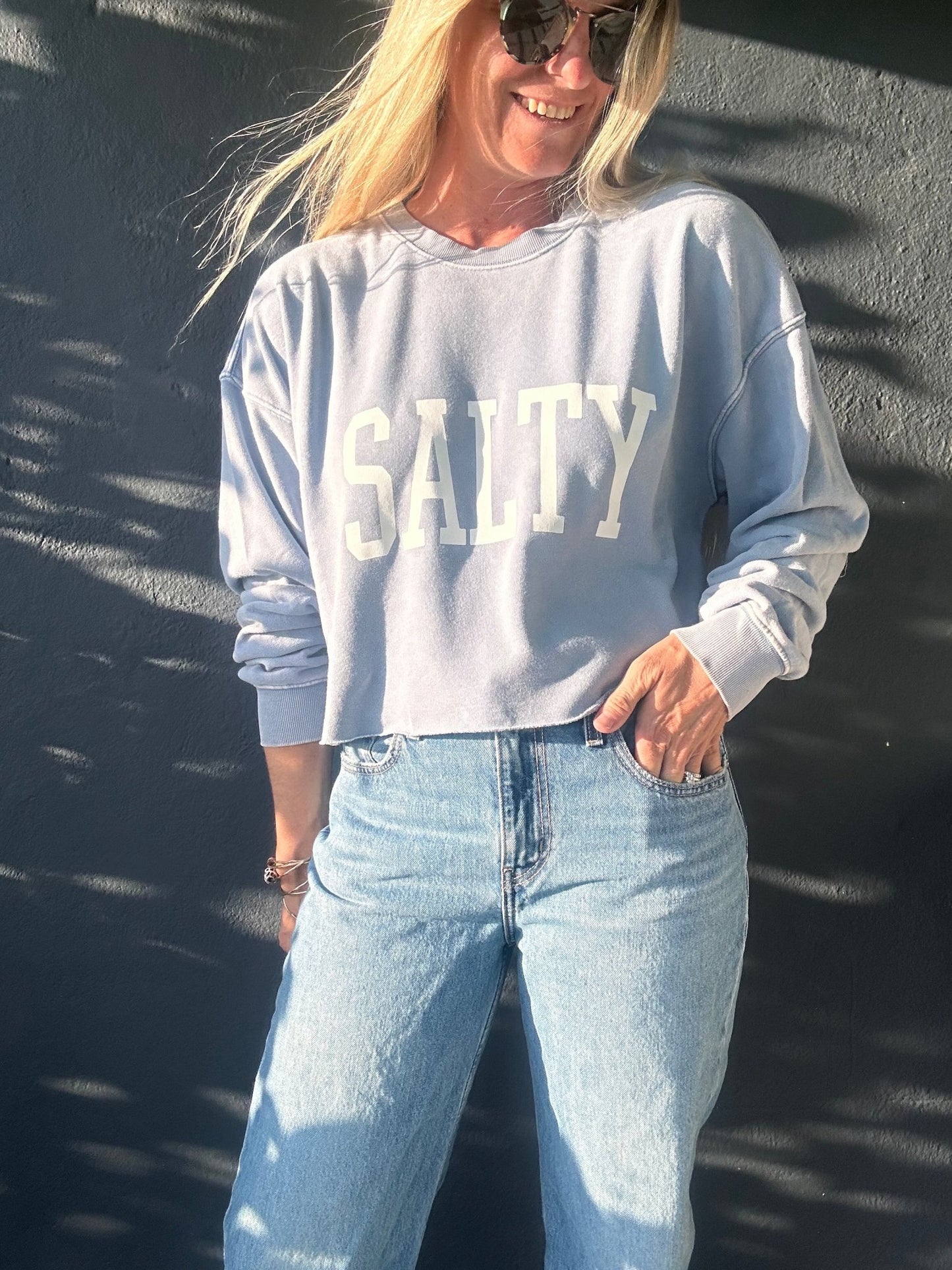 Salty graphic cropped sweatshirt - The Salty BabeFleece Tops