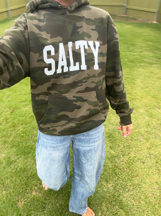 SALTY Graphic Hooded Sweatshirt - Green Camo - The Salty BabeFleece Tops