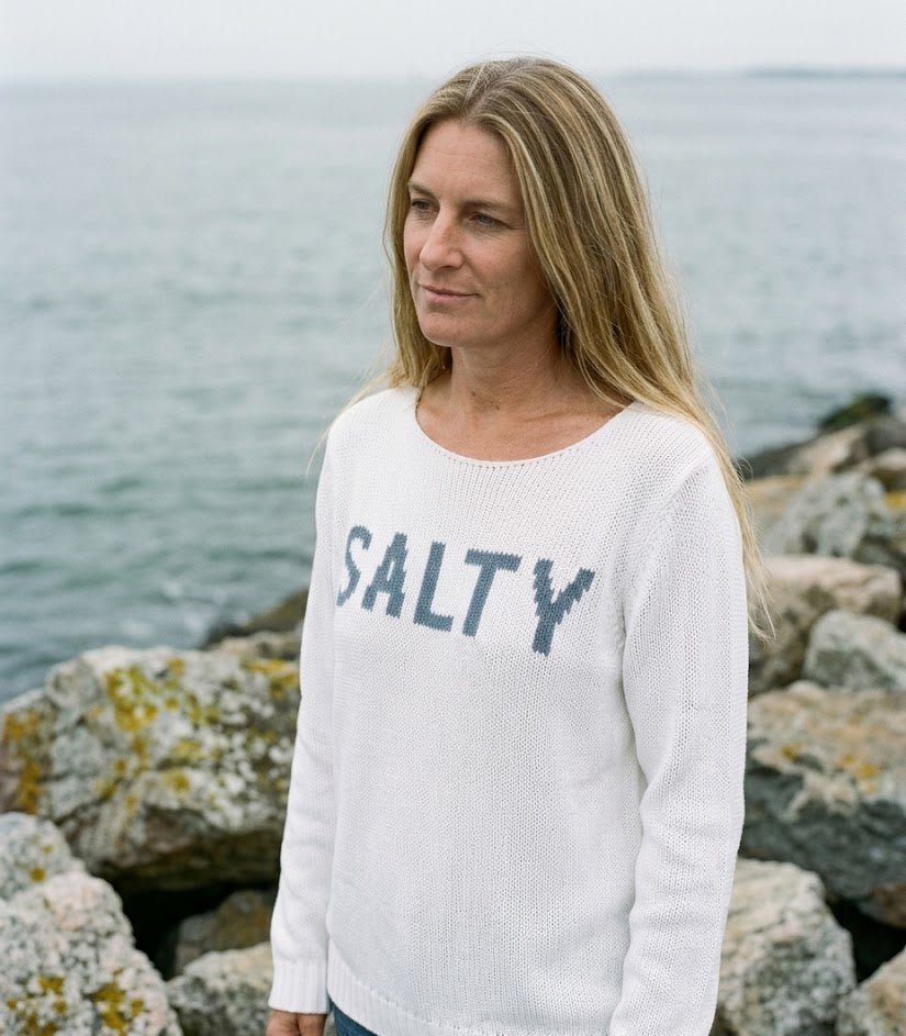 Salty Sayings Sweater - White/Blue - The Salty BabeSweaters