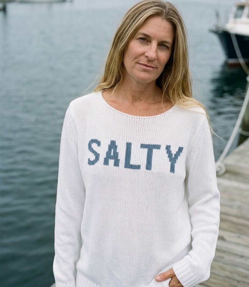 Salty Sayings Sweater - White/Blue - The Salty BabeSweaters